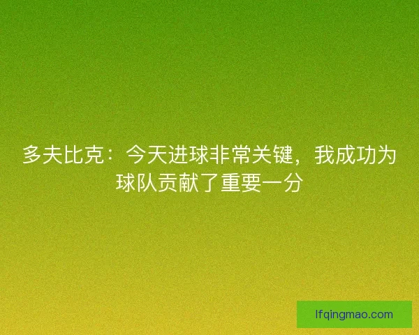 多夫比克：今天进球非常关键，我成功为球队贡献了重要一分