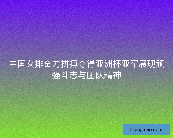 中国女排奋力拼搏夺得亚洲杯亚军展现顽强斗志与团队精神